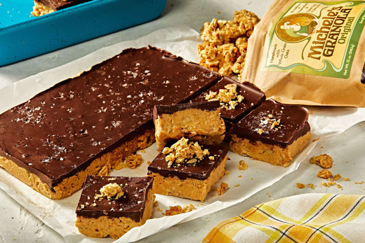 No-Bake PB Chocolate Oat Bars, made with Michele's Original Granola