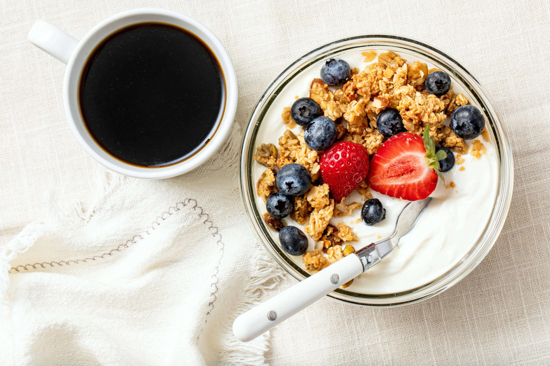 A healthy breakfast: Michele's Granola yogurt bowl - vegan, gluten-free granola