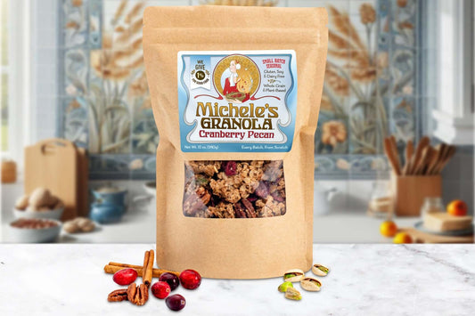 Michele's Cranberry Pecan Granola, a winter seasonal variety - plant-based, gluten-free granola