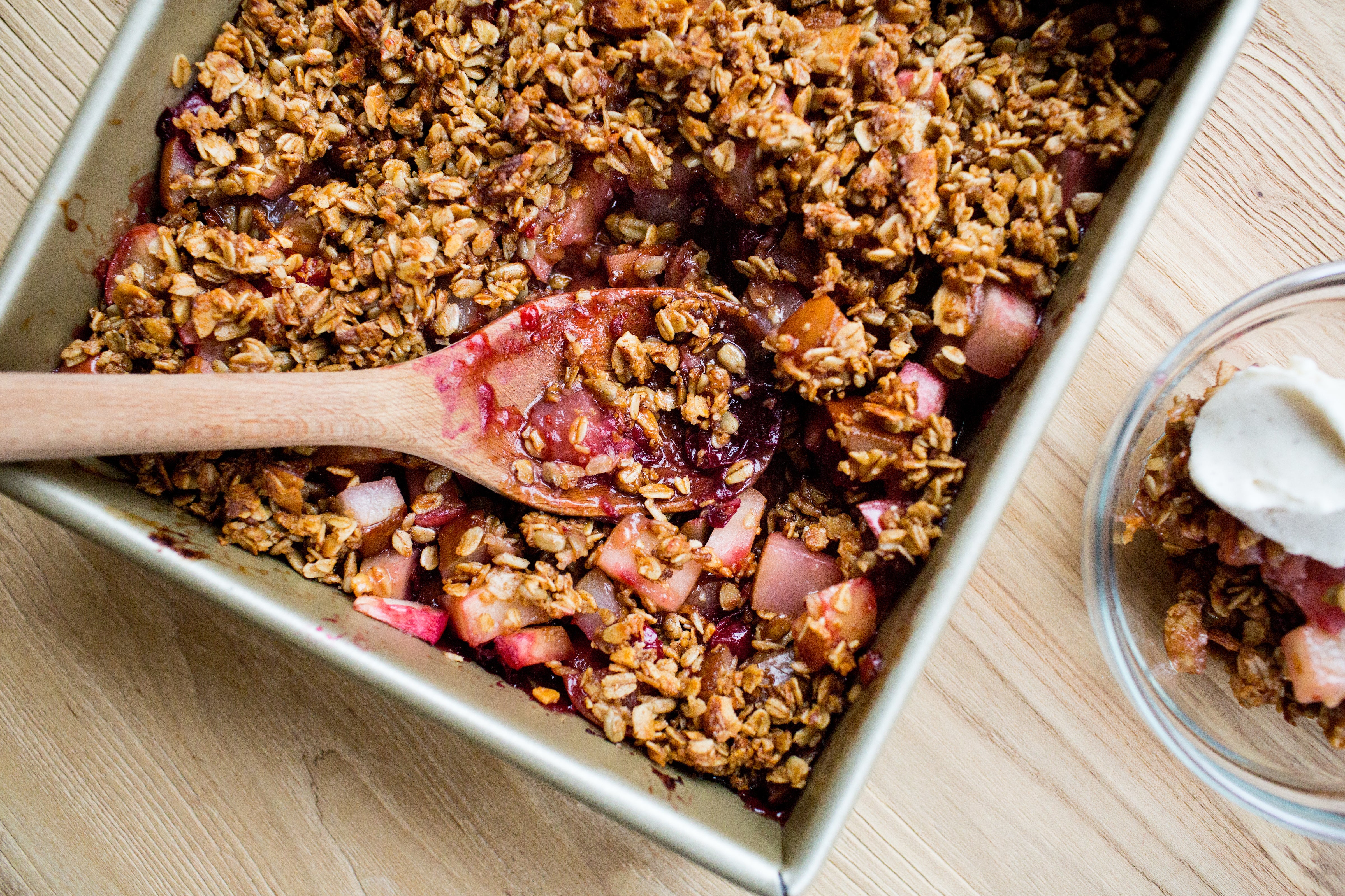 Recipe for Festive Apple, Pear & Cranberry Crisp