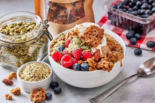 Almond Butter Granola Quinoa Power Bowl - vegan, gluten-free