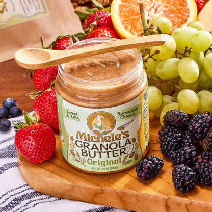 Michele's Original Granola Butter, a delicious addition to a charcuterie board, gluten-free, vegan