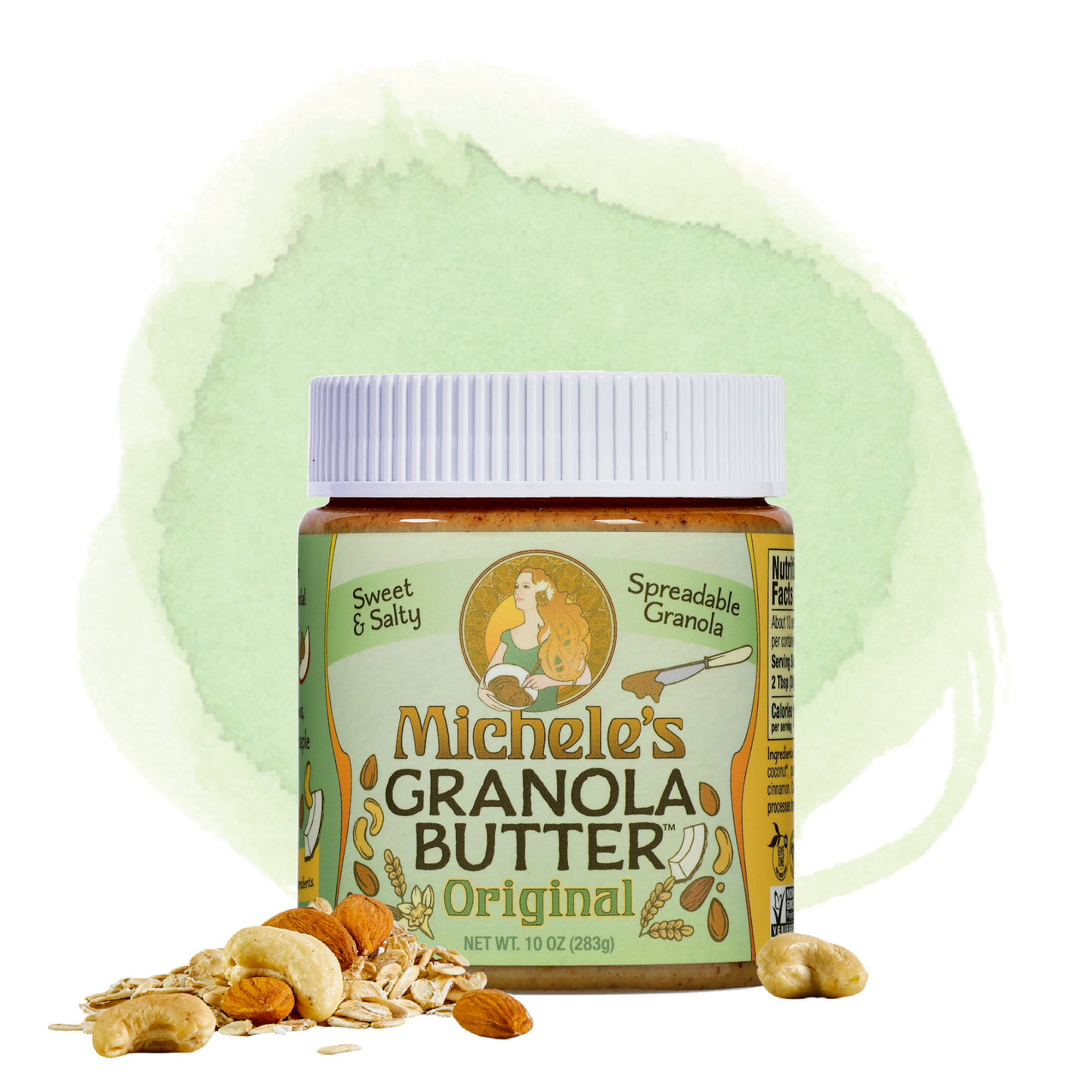 Michele's Original Granola Butter 10 ounce jar - granola butter with oats, cashews, almonds - vegan, gluten-free