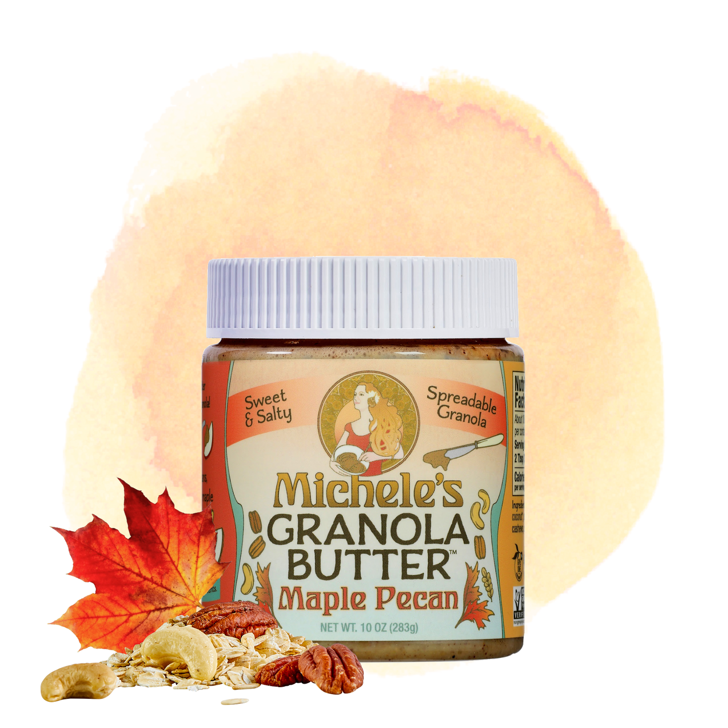 Michele's Maple Pecan Granola Butter 10 ounce jar - granola butter with cashews, pecans and organic oats - vegan, gluten-free