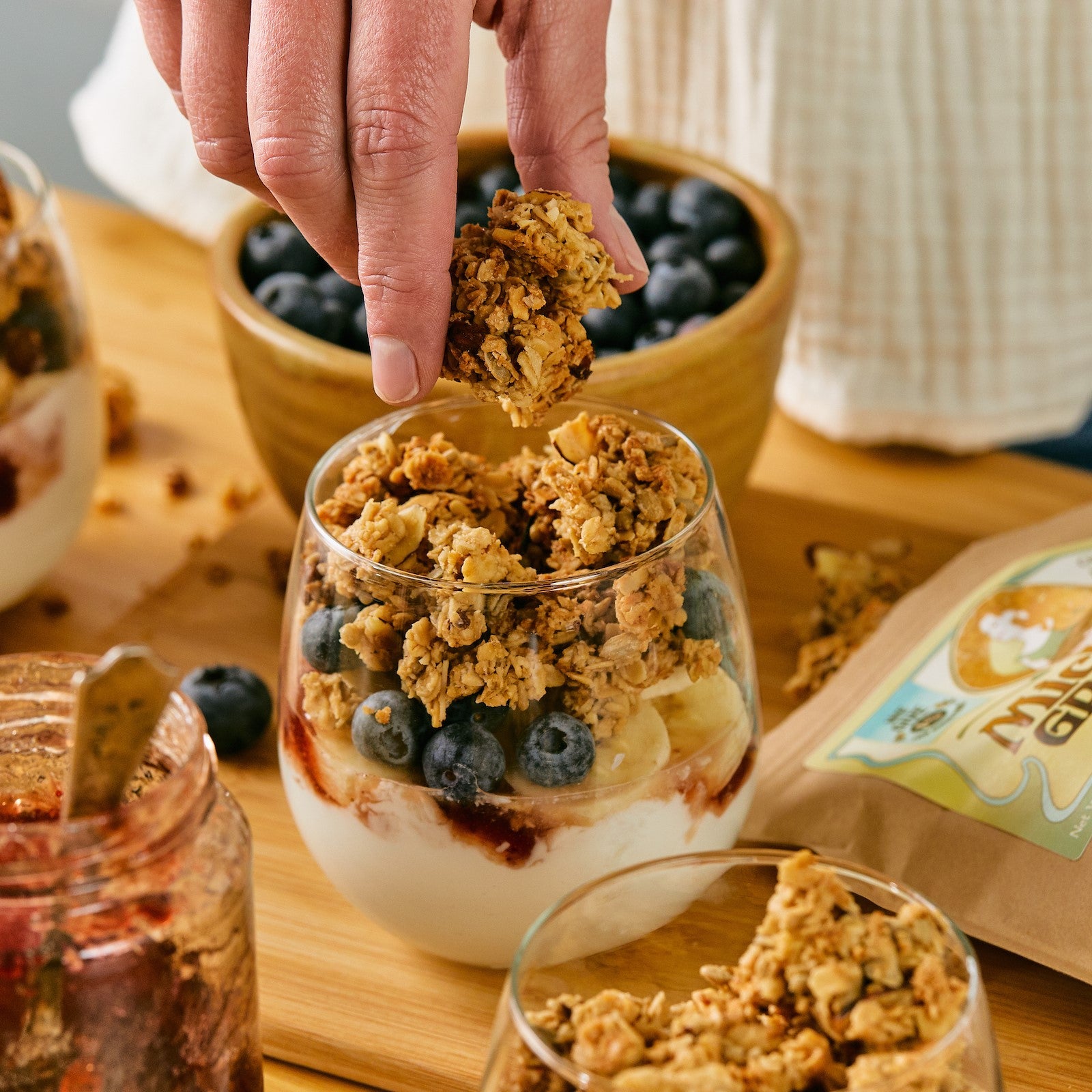 Michele's Original Granola as a parfait topping for breakfast, lunch or a snack