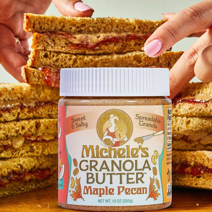 Michele's Maple Pecan Granola Butter, with organic gluten-free oats, pecans, cashews, cocout, pure maple sugar and sea salt