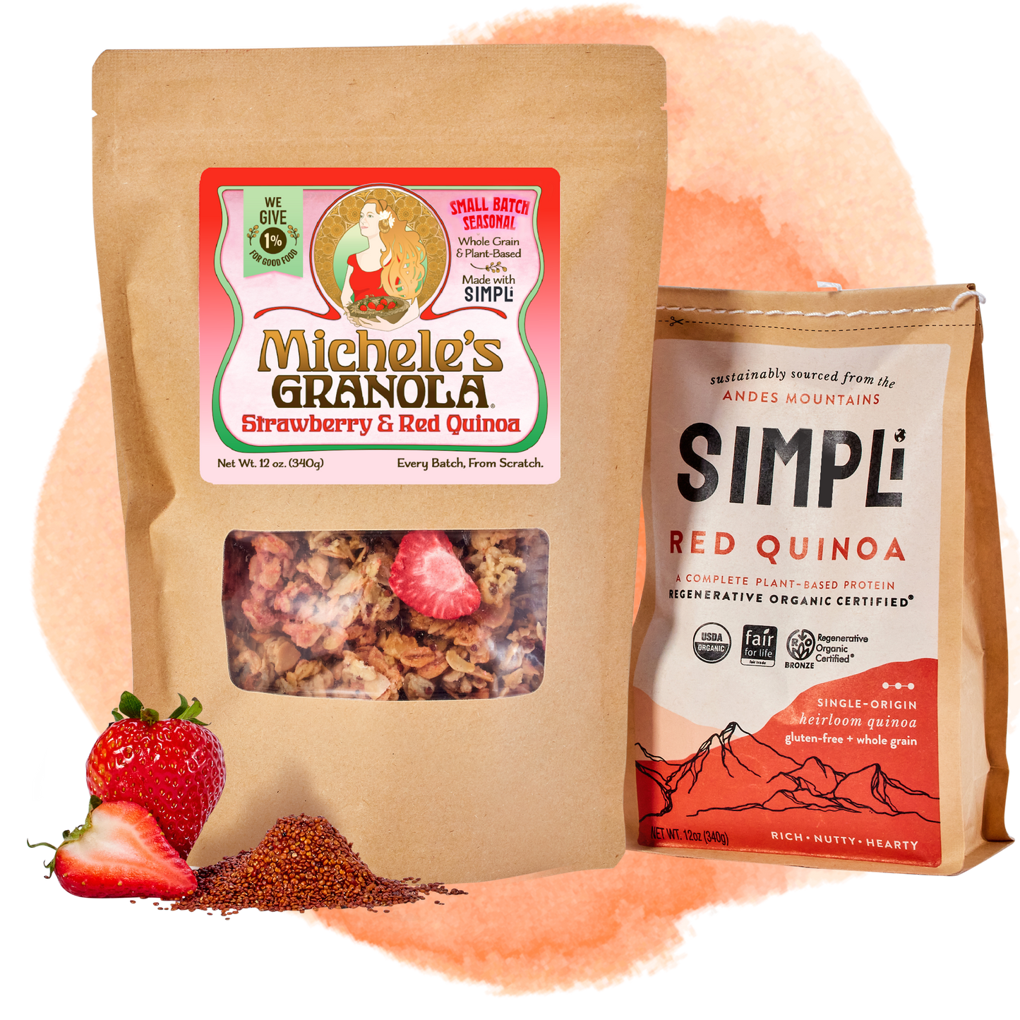 Michele's Strawberry & Red Quinoa Granola - spring seasonal, vegan, gluten-free